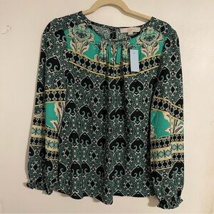 LOFT | Garden Shirred Blouse | Women Petite L